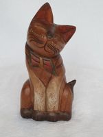 Holz Katze Deko Figur, Handarbeit, Vintage Stil, Top!