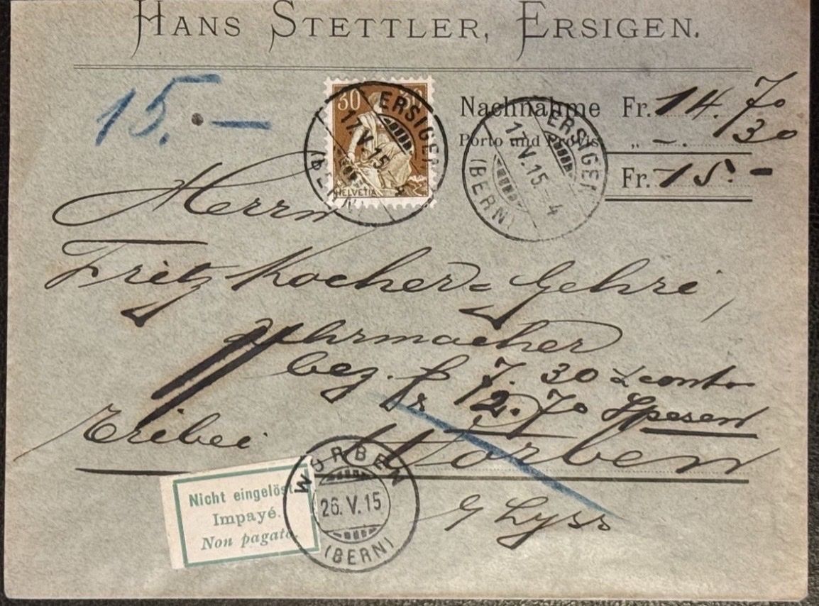 Tutti i francobolli: Alte Briefumschlag mit Stempel und Marke – Usato da birsfelden venduto da tim0444