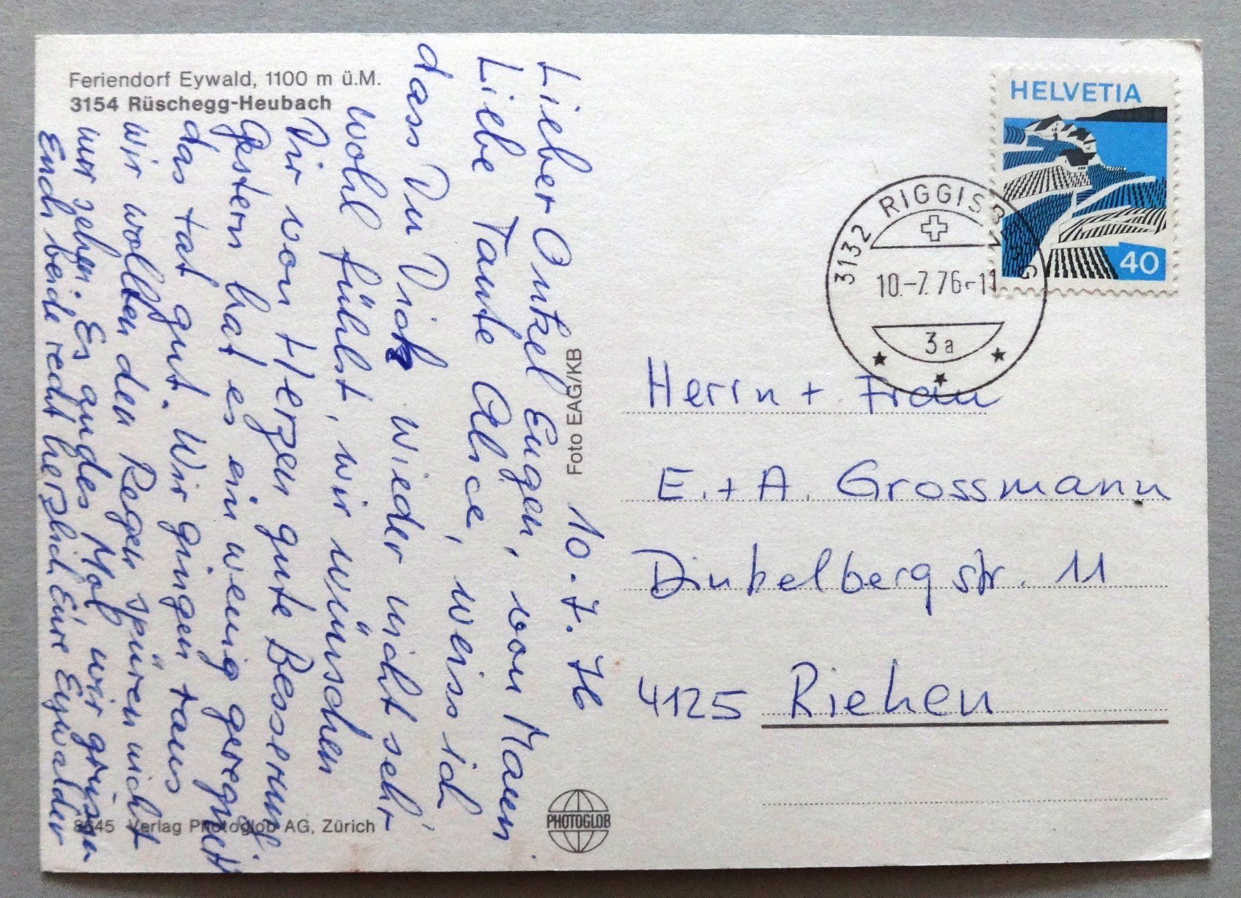 Cartoline postali: Feriendorf Eywald, Rüschegg-Heubach – Usato da Fétigny venduto da Billy2miny 1
