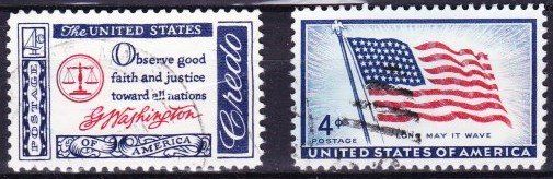 Tutti i francobolli: 2 timbres Amérique-USA - 1957-60 Obl. – Usato da Blonay venduto da Leglaude_01