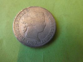 Spanien 1868, 20 Centimos - Silber