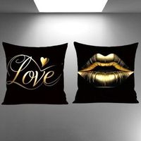 ✨ Glamour Kissenbezüge – Gold Lips & Love (2er-Set) 💋🖤