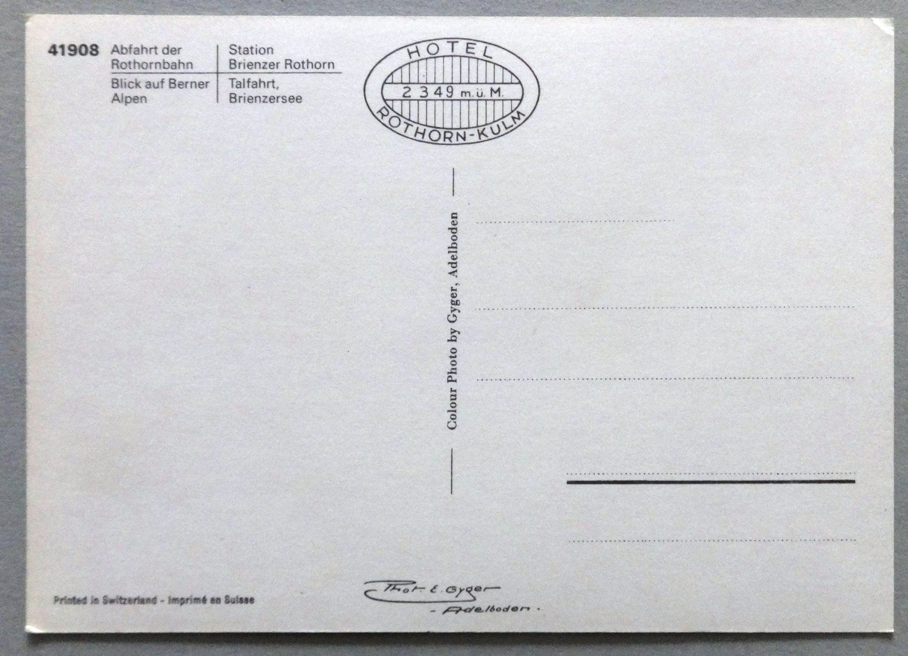 Cartes postales: Brienz-Rothorn-Bahn, 2349 m – D'occasion à Fétigny par Billy2miny 1