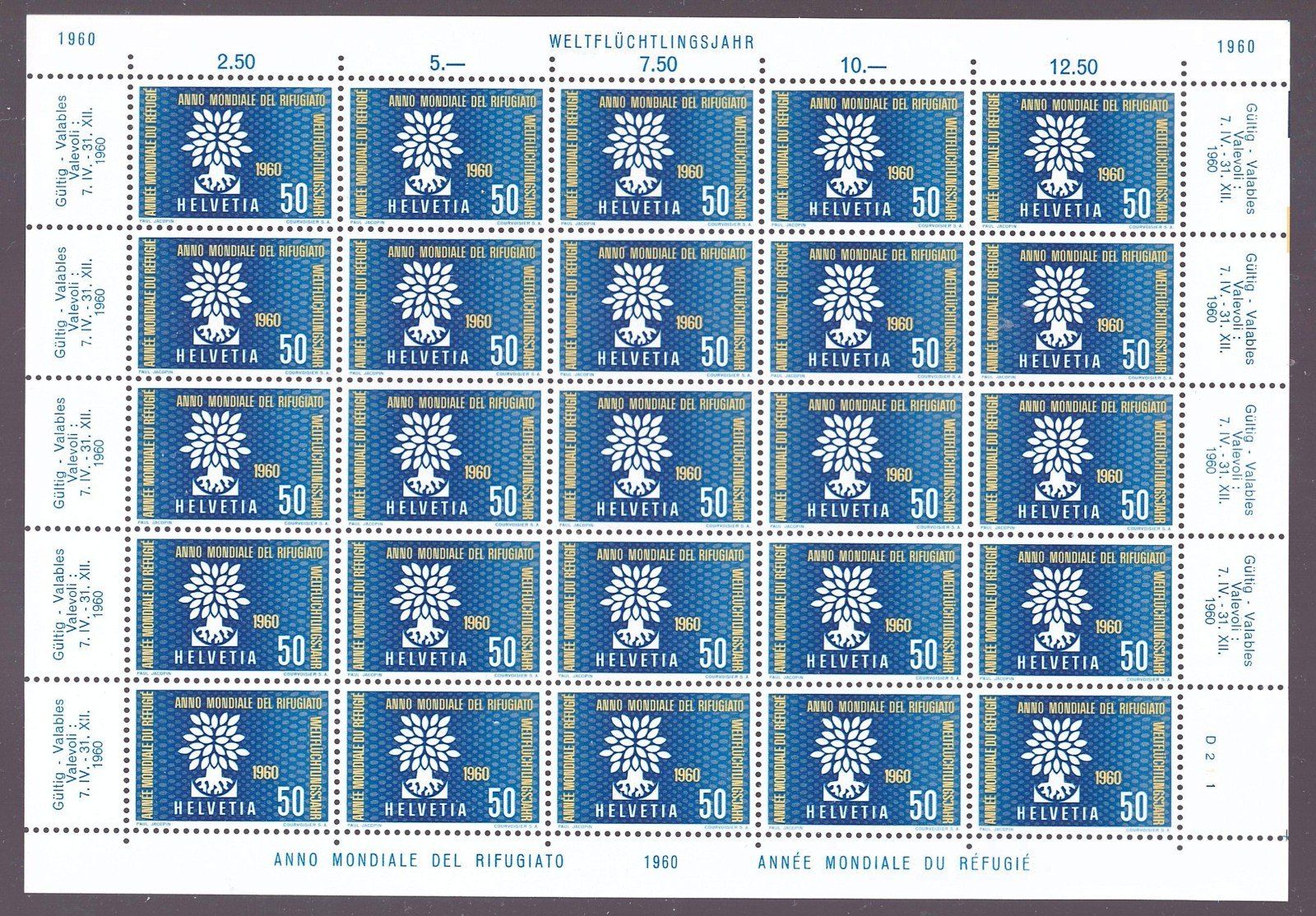 Tous les timbres: 1960 50 Rappen Bogen postfrisch – Neuf (Voir description) à Frauenfeld par Interessent1