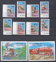 Maldives 1990 - ZUG  TRAINS MI. 1468-1475 +2 x Mini Sheet **