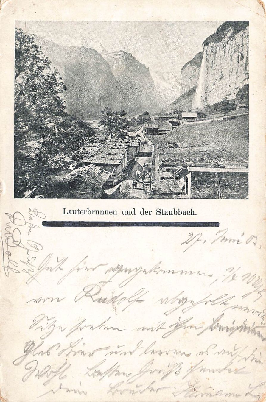 Ansichtskarten: Lauterbrunnen und der Staubbach – Gebraucht aus Biasca von Blenio71
