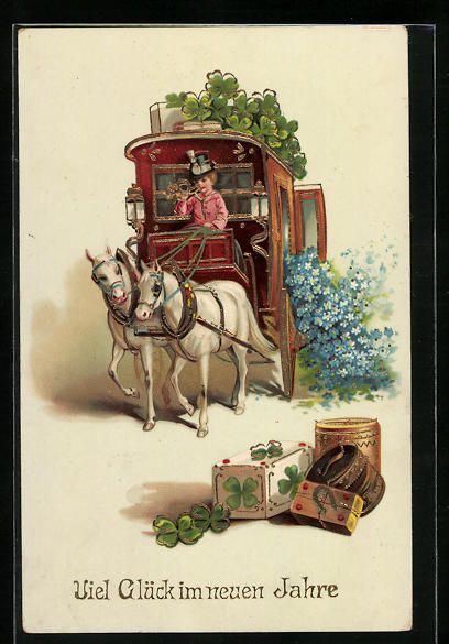 Cartoline postali: Bub in rosa auf dem Bock einer Postkutsc – Usato da Berlin venduto da bartko-reher
