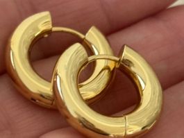 Luxus Elegante Edelsthal Kreolen Ohrschmuck  Farbe: Gold