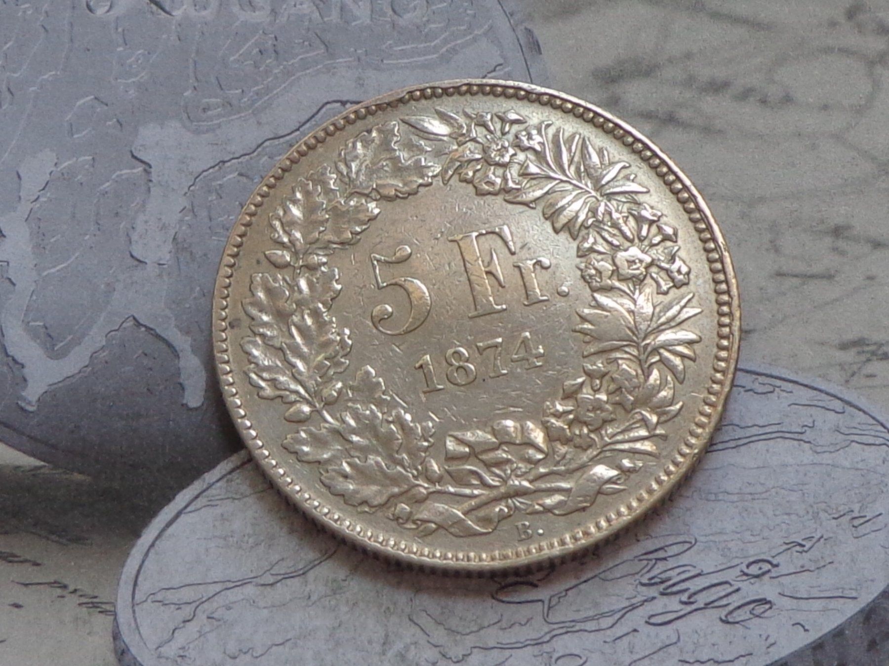 Toutes les monnaies: 5 Fr. 1874 B. - Très belle pièce – D'occasion à Pully par UCA01