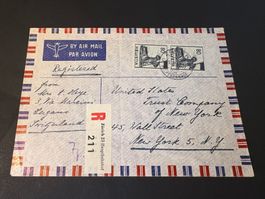 R-Luftpost Brief 1951 von Zürich nach New York USA