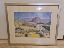 Aquarell  "Gebirgslandschaft" signiert (A. Gerber???)