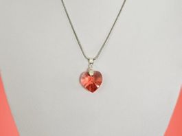 Damenhalskette Swarovski Kristall Herz Anhänger Rosa/Peach