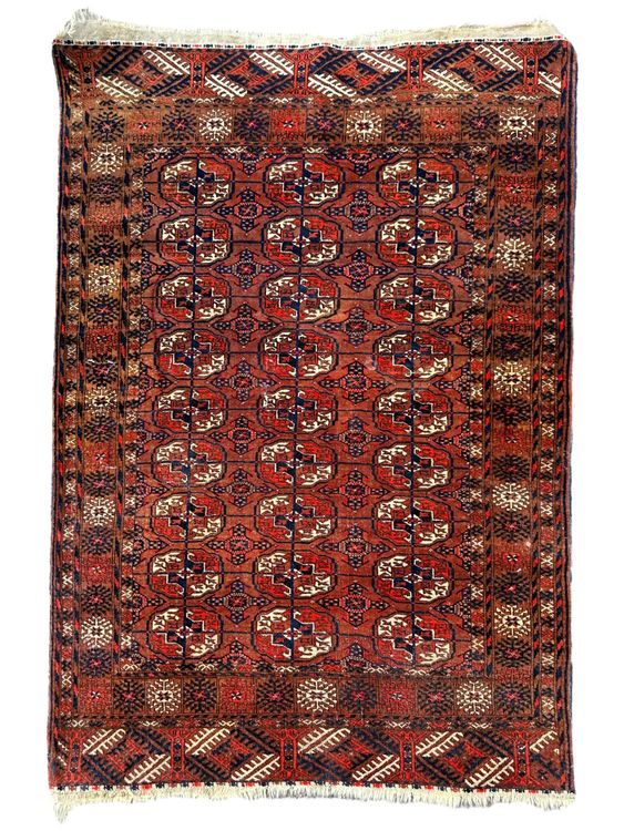 Tapis Oriental Marocain Années 50 - 100% Laine Mazagan (Al-Jadida) Tissé Main, Multicolore