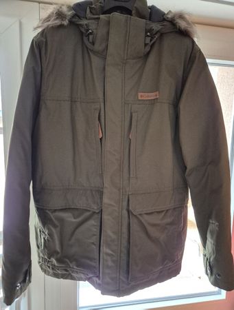 Columbia Winterjacke, Khaki mit Pelzkragen, Grösse L