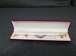 Schmuck-Set Collier und Ohrschmuck Saphir/Gold (2023-TJZ)