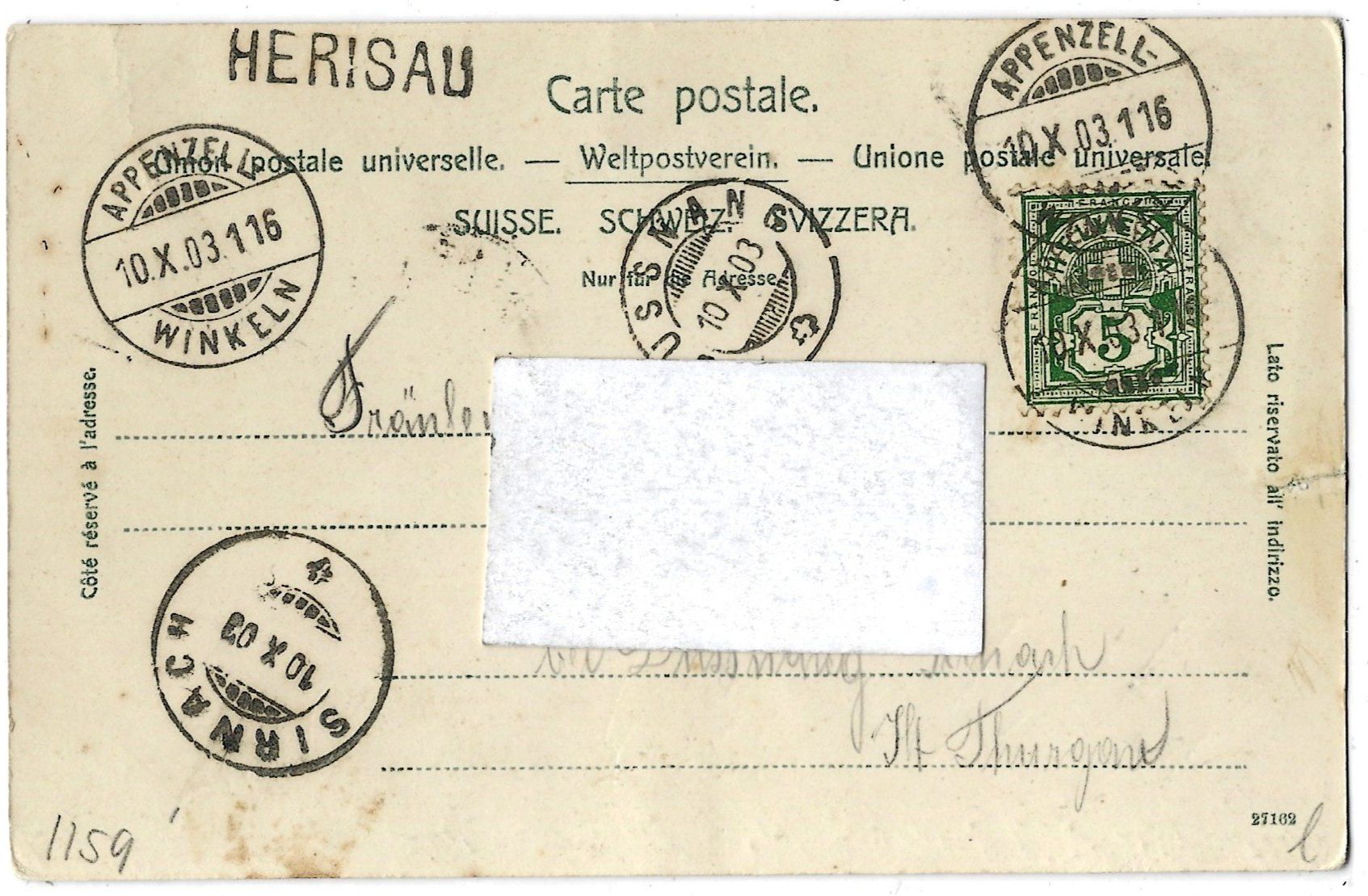 Cartoline postali: H e r i s a u    -    Heinrichsbad – Usato da Bütschwil venduto da Jackson1A 1