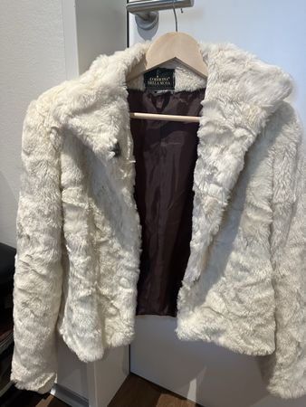 Kunstfell-Jacke, Creme – Grösse 40/42