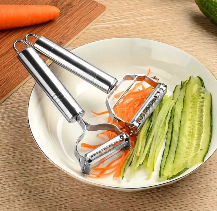 4-teiliges Schäler-Set Edelstahl - Praktische Gemüseschäler & Obstmesser Mit Rutschfestem Griff