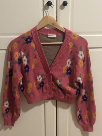 Tally Weijl Strickjacke, Grösse S, Rosa mit Blumenmuster