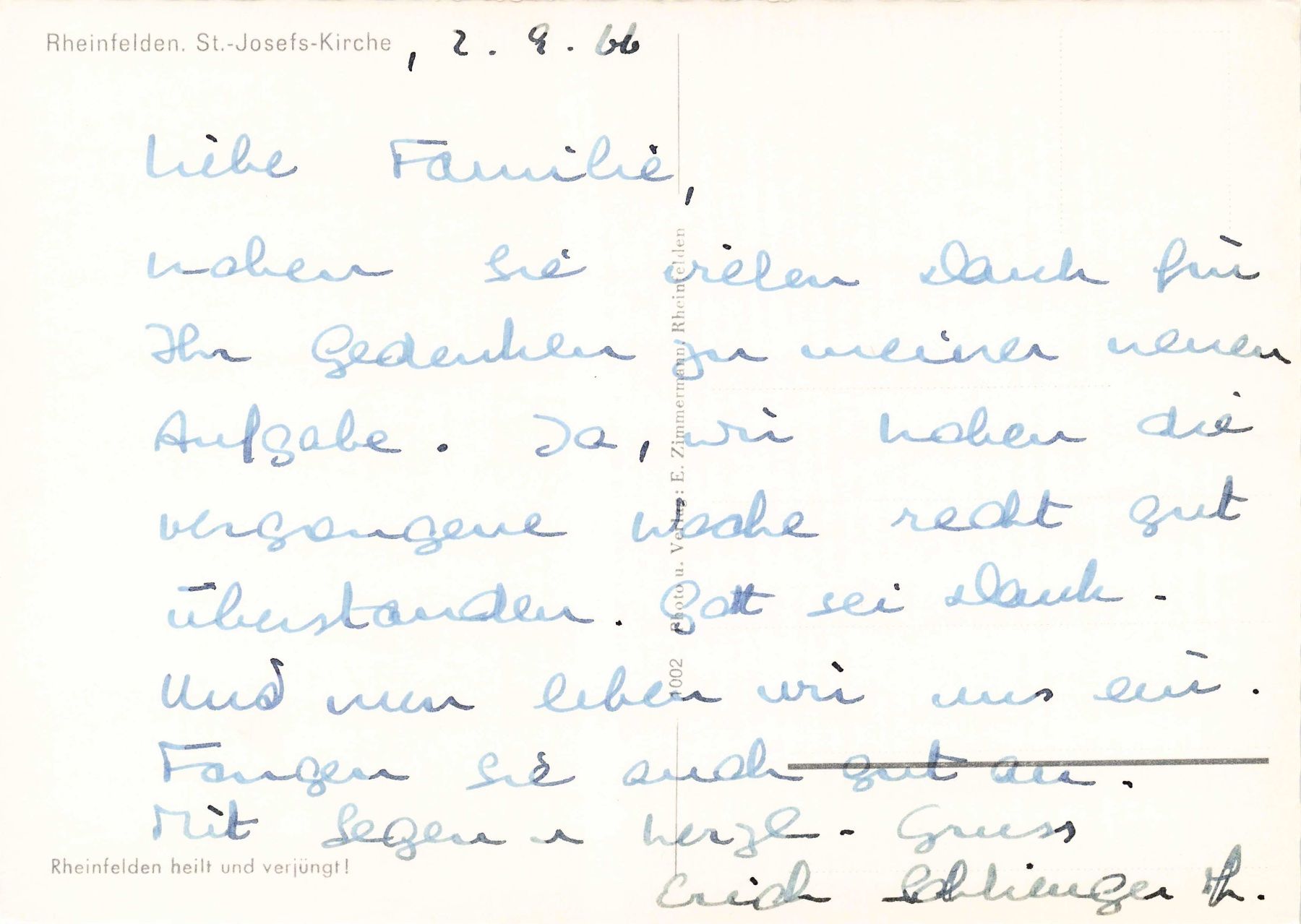 Cartoline postali: Rheinfelden st. Josefs Kirche G – Usato da Biasca venduto da Blenio71 1