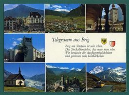 Telegramm aus Brig, 1989, Mehrbilderkarte, gelaufen