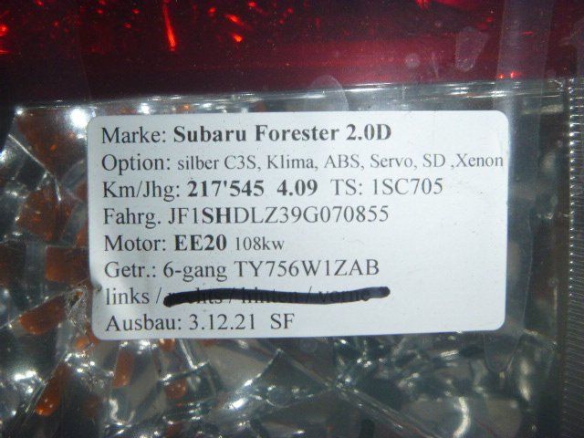 Subaru Tutti pezzi di ricambio auto: Heckleuchte L Subaru Forester SH 84912SC151 – Usato da Güttingen venduto da TopMotor 2