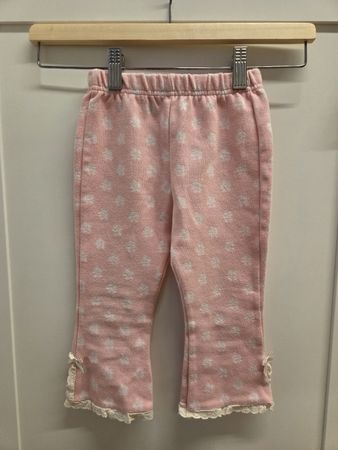 Mädchen Hose Rosa mit Blumen & Spitze – Gr. 92–100