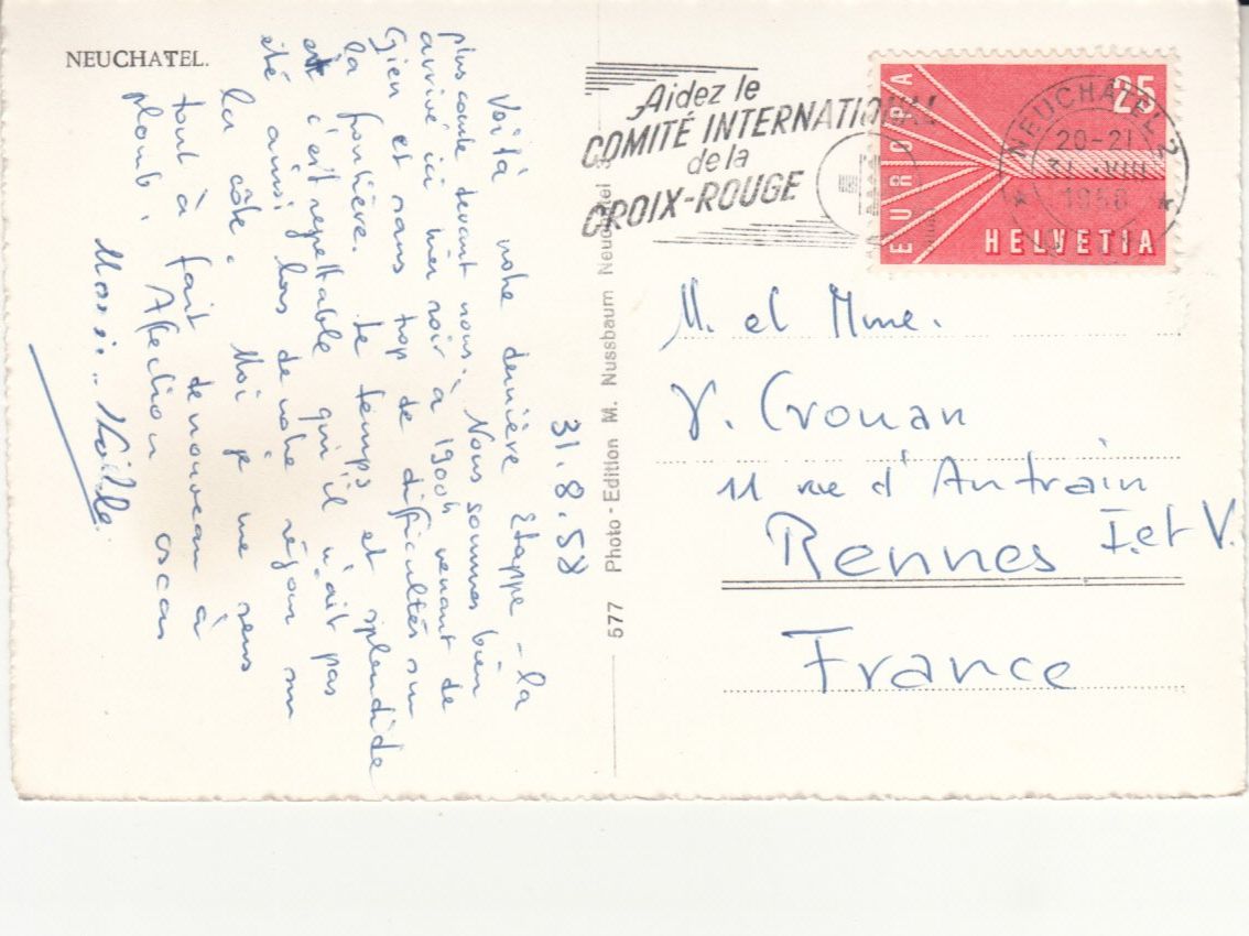 Ansichtskarten: Neuchâtel 1958 – Gebraucht aus Bürglen TG von StampGraf 1