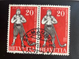 Schweiz 1955 Paar Unspunnen Vollstempel ST-MAURICE 22.IV.55