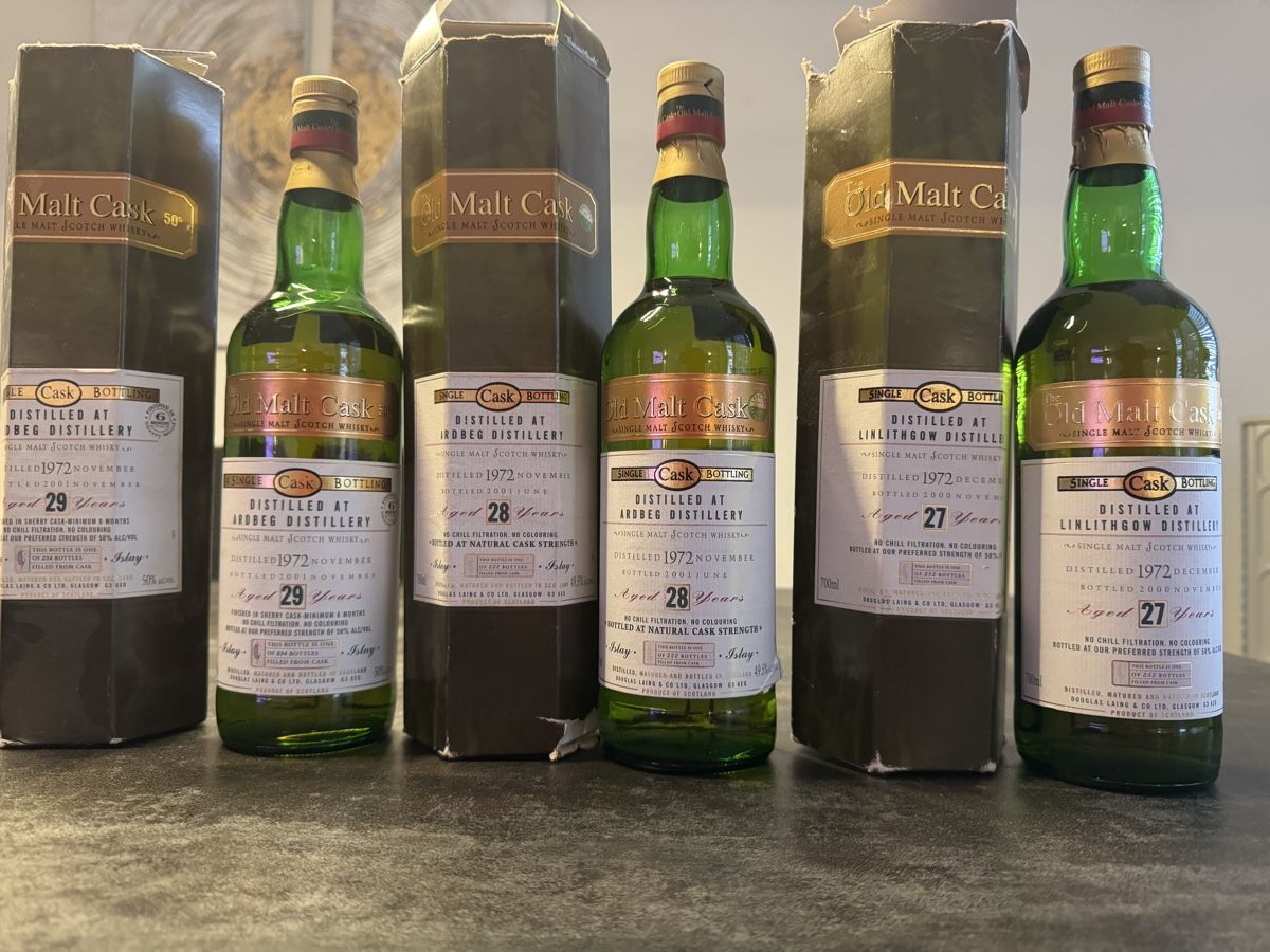 Ardbeg Bevande alcoliche: Old Malt Cask Whisky, Ardbeg & Linlithgow 1972 – Nuovo e nell'imballaggio originale da Urdorf venduto da Studerpa
