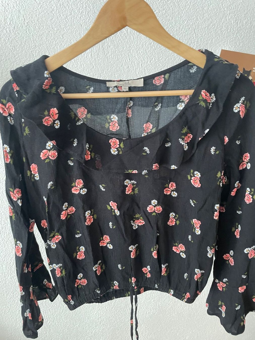C&A Blusen: Schwarze Clockhouse Bluse, Gr. 36, mit Blumenmuster rosa – Gebraucht aus Hubersdorf von JanasHeartTreasures 1