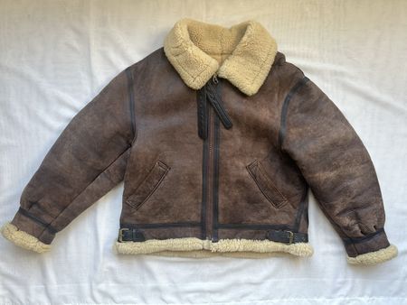 Vintage Avirex B-3 Shearling Fliegerjacke Leder Lammfell