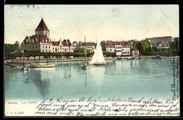 AK Ouchy, Château et bateaux sur le Lac Léman