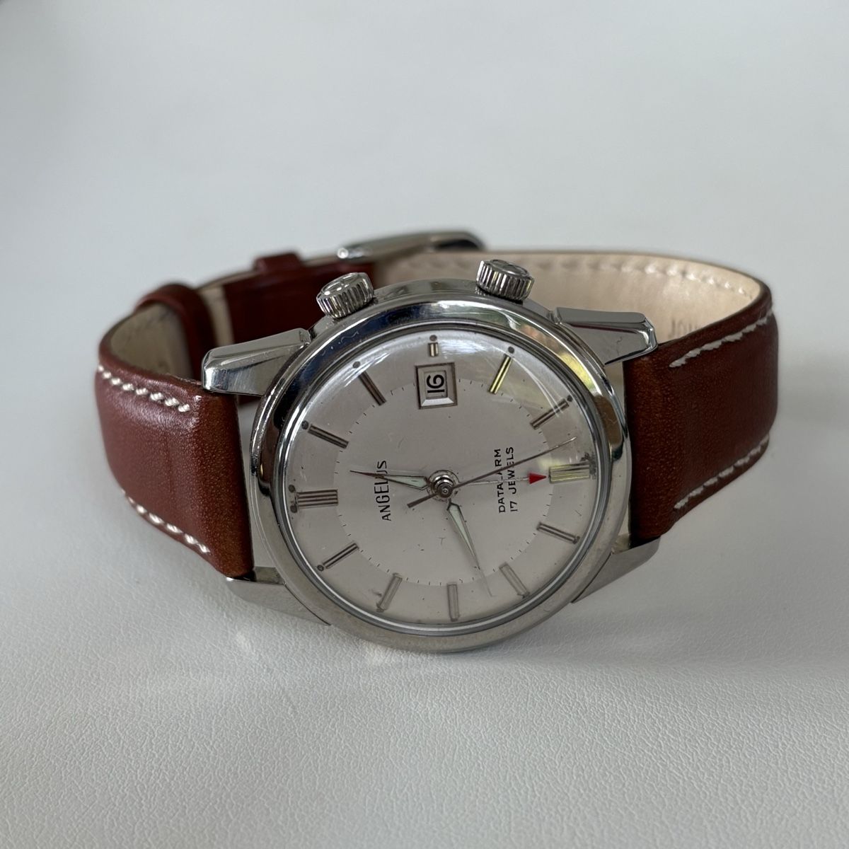 Angelus Orologi: Angelus Datalarm Weckeruhr Stahl – Usato da Winterthur venduto da LaBodega 4