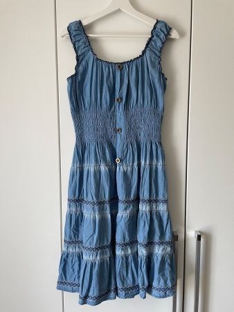 Kleid Jeansstoff Grösse L/XL Ruffled Schultergurt