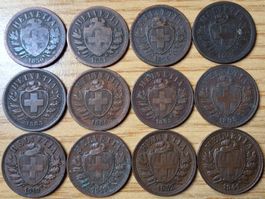 Lot 2 Rappen 1850/1941 - Lot 12 Stück!