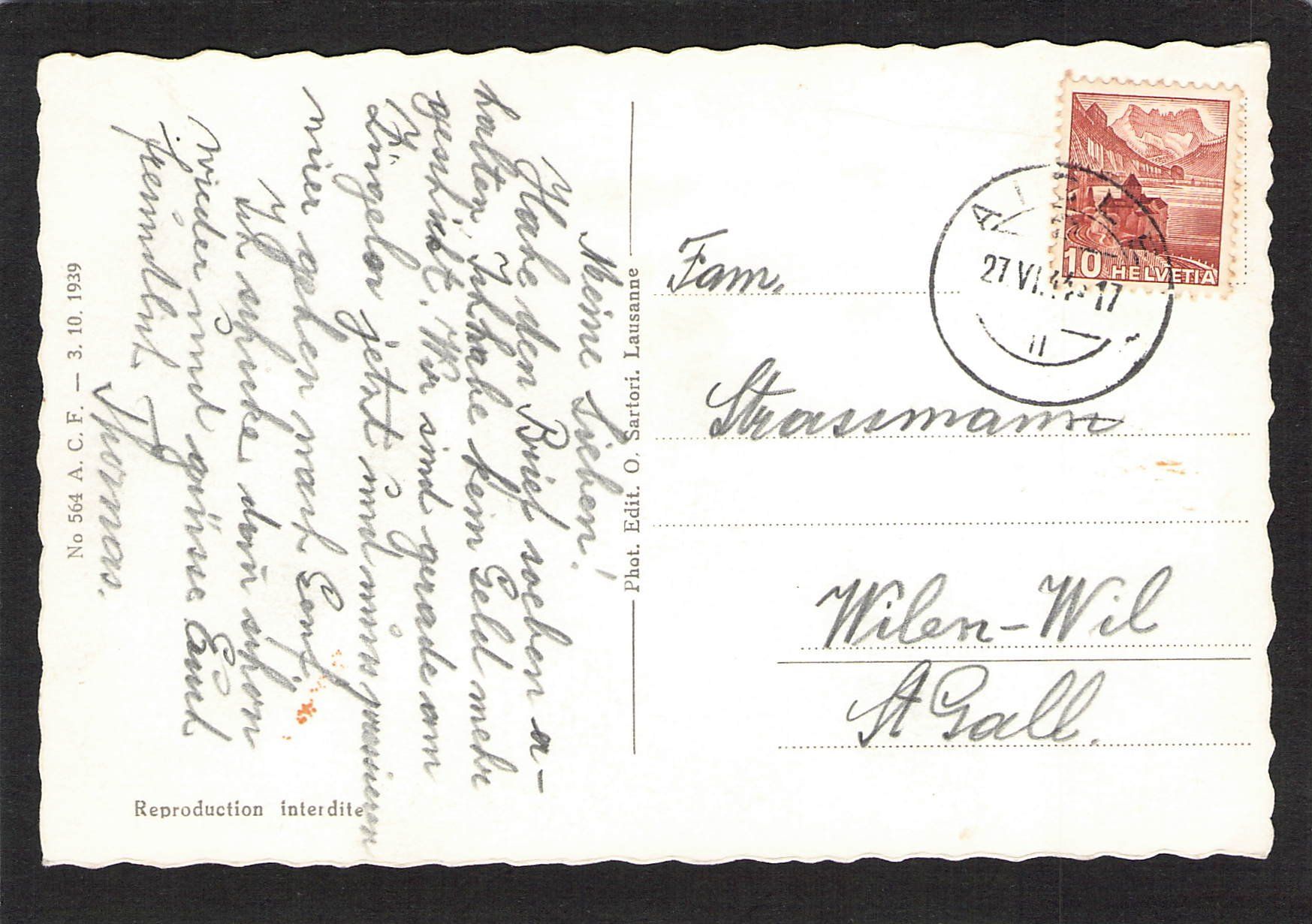 Cartoline postali: .Aigle VD , Quartier de la Gare , gel. 1944 – Usato da Reichenburg venduto da Pipo-67 1