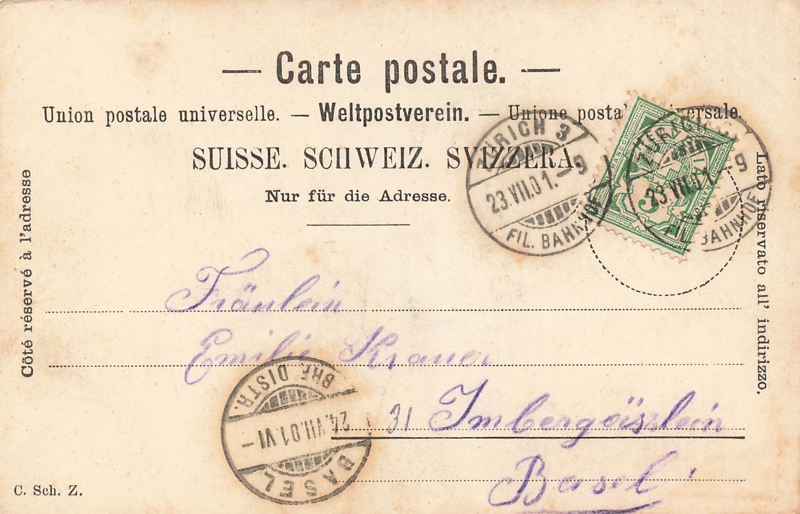 Cartoline postali: Zurich – Usato da Biasca venduto da Blenio71 1