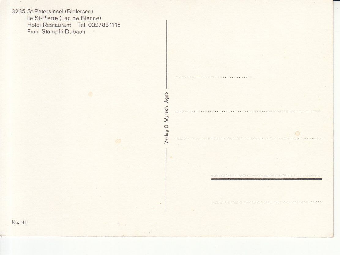 Cartoline postali: St. Petersinsel ca. 1970 – Usato da Bürglen TG venduto da StampGraf 1