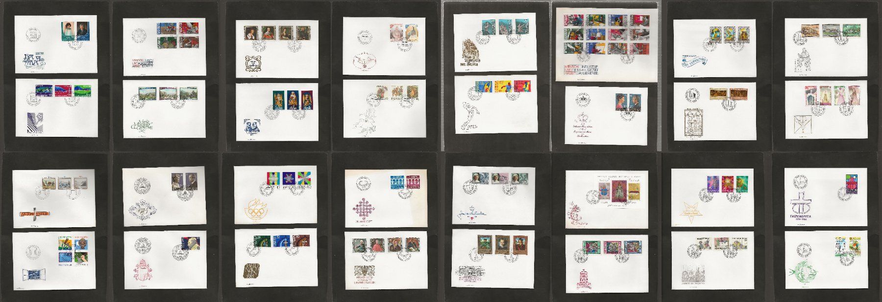Tutti i francobolli: 32 FDC Liechtenstein 1982 bis 1986 – Usato da Au ZH venduto da xelagreb01