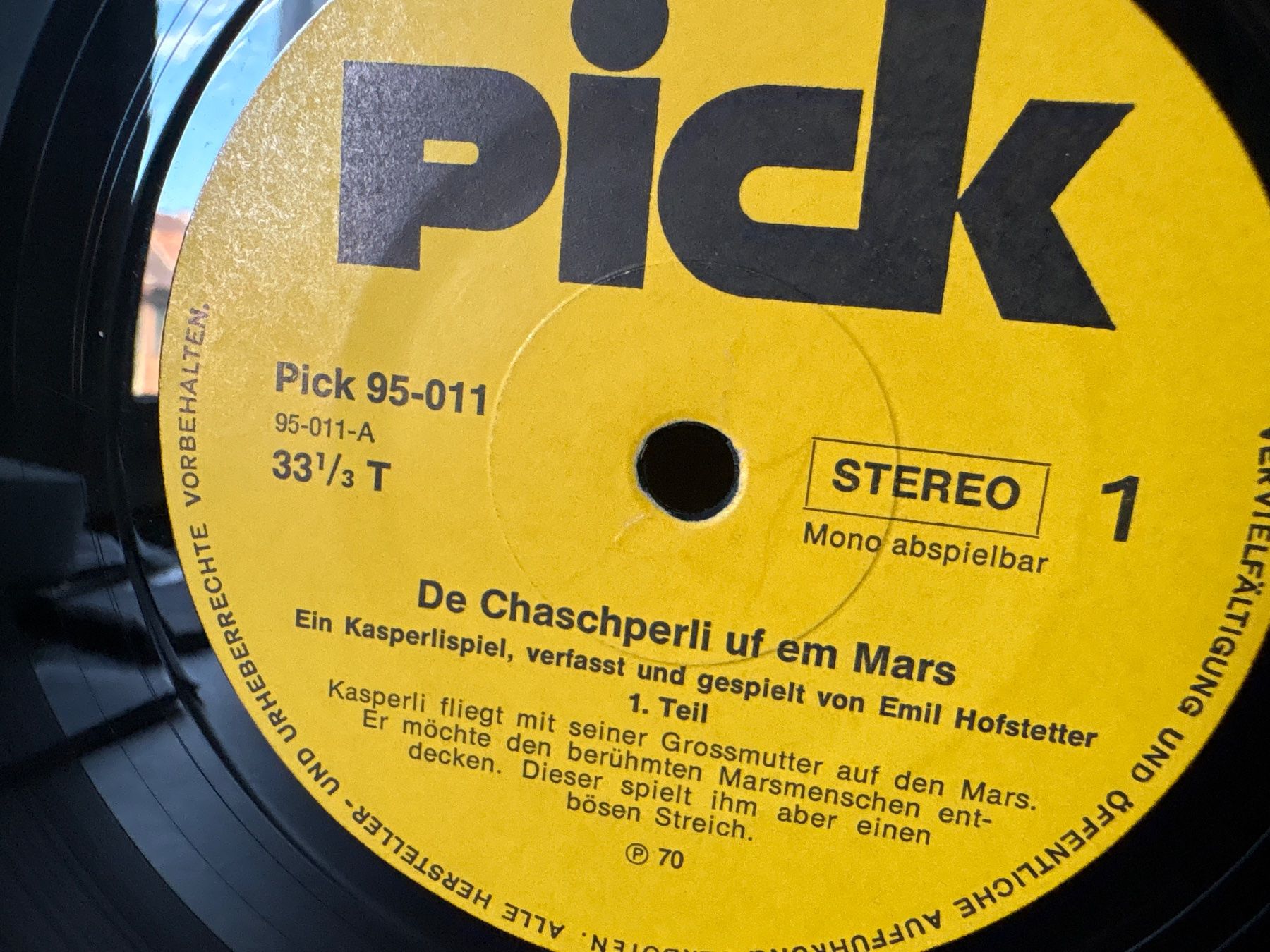 Dischi in vinile: De Chaschperli uf em Mars - Schallplatte - Pick - 1970 – Usato da Andwil SG venduto da Rainboli 3