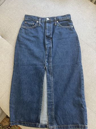 Jupe en jean tendance avec fente, taille haute - été! XS