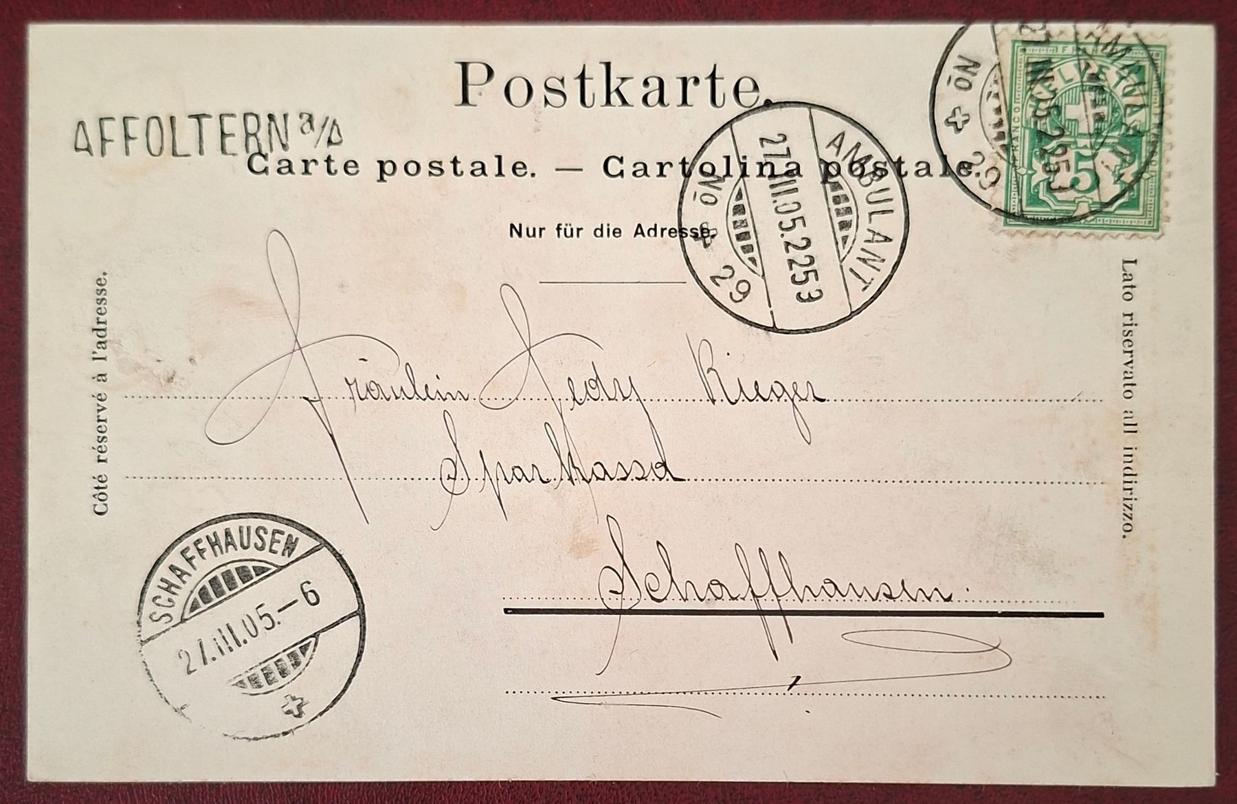 Cartoline postali: Affoltern am Albis – Usato da Affoltern am Albis venduto da Broki-Albis 1