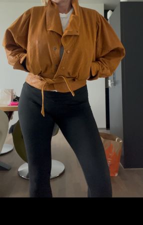 Vintage Brauene  Leder Jacke