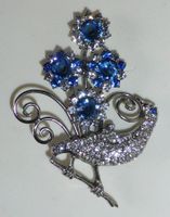 Wundervolle Art-Deco-Brosche 'Paradiesvogel', Silber/Strass