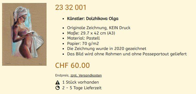Dipinti: Liquidation !!  Original Pastell Gemälde 23 32 001 – Nuovo (secondo la descrizione) da Hagenbuch ZH venduto da Art-Agency 1