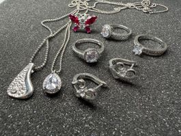 Silber 925 Schmuck Konvolut – Ringe Ketten Ohrringe