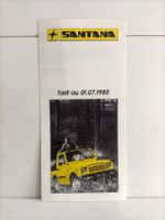 Brochure Catalogue Tarif Santana 1985