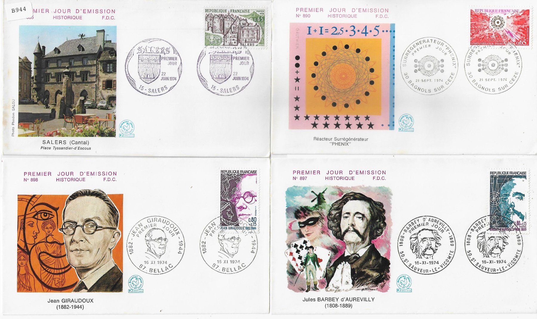 Tutti i francobolli: 4 FDC Frankreich 1974 – Nuovo e nell'imballaggio originale da Ettingen venduto da Kartenplanet