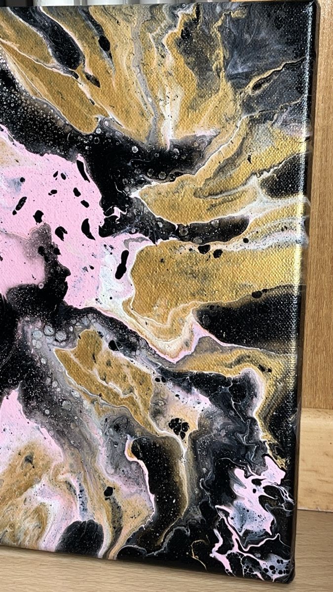 Gemälde: Abstraktes Acrylbild, Gold, Rosa, Schwarz – Neu (gemäss Beschreibung) aus Hochdorf von Jasminurschel 2